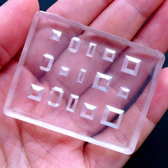 Mini Rectangular Gemstones & Square Rhinestones Soft Molds (15 Cavity) | UV Resin Silicone Mold | Kawaii Craft Supplies