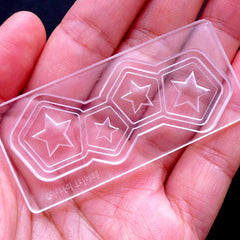 Star on Pentagon Silicone Molds (4 Cavity) | Kawaii Japanese Soft Mold | UV Resin Mould | Clear Flexible Mold