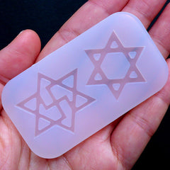 Raelism Symbol Mold & Star of David Silicone Mold (2 Cavity) | UFO Religion | Sacred Geometry Jewelry Making | Clear UV Resin Soft Mould | Flexible Epoxy Resin Mold