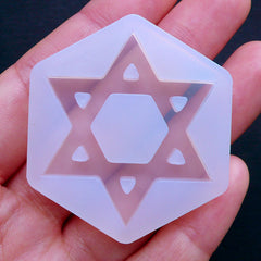 Star of David Mold | Flexible Geometry Mold | Sacred Jewelry Making | Soft UV Resin Clear Mold | Epoxy Resin Silicone Mould (35mm x 40mm)