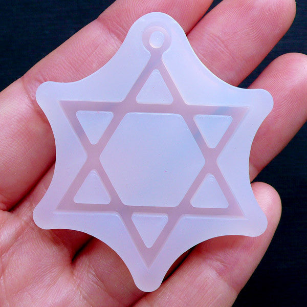 Hexagram Charm Mold | Star of David Flexible Mold | Geometry Silicone Mold | Sacred Jewellery Mold | UV Resin Mould | Epoxy Resin Mold (35mm x 45mm)