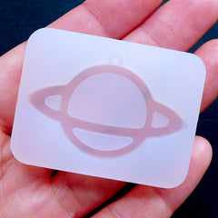 Planet Saturn Charm Mold | Cosmos Jewelry Mold | Space Universe Sci Fi Jewellery DIY | Flexible UV Resin Mold | Epoxy Resin Silicone Mould (41mm x 28mm)