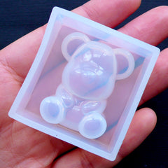 Kawaii Bear Silicone Mold | Animal Cabochon Mold | Epoxy Resin Mould | Soft Clear Mold | Decoden Craft Supplies (26mm x 33mm)