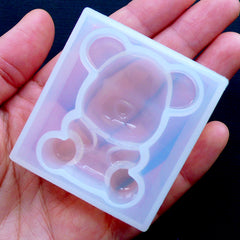 Bear Silicone Mold | Kawaii Resin Mold | Animal Cabochon Mould | Clear UV Resin Mold | Decoden Mold (35mm x 43mm)