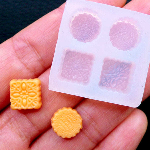 Miniature Mooncake Silicone Mold (4 Cavity) | Dollhouse Food Mold | Doll Food DIY | Flexible Clay Mold | Resin Mould (10mm)