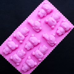 Kawaii Bear Silicone Mold (11 Cavity) | Food Safe Flexible Mold | Decoden Cabochon Making | Animal Fondant Mold | Epoxy Resin Mould | Small Soap Mould