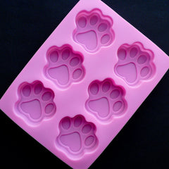Kawaii Paw Silicone Mold (6 Cavity) | Resin Charm Making | Decoden Cabochon Mold | Animal Mould | Soap Mold | Food Safe Mold | Epoxy Resin Mold (57mm x 52mm)