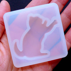 Kawaii Cat Mold | Kitty Cabochon Mold | Kitten Silicone Mold | Flexible Animal Mold | Decoden Piece Making (48mm x 40mm)