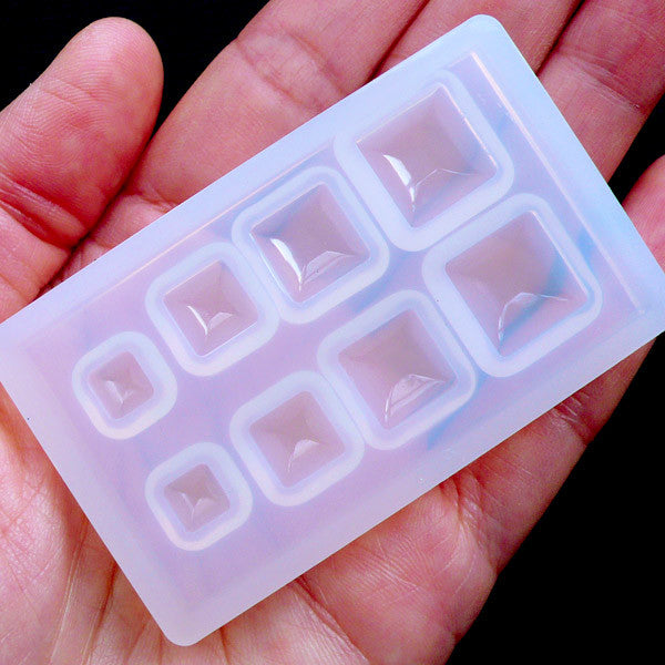 Square Rhinestone Silicone Mold (8 Cavity) | Flexible Gemstone Mold | Kawaii Gem Mold | Soft Clear Mould | Resin Jewelry Supplies (5.5mm, 9.5mm & 11.5mm)