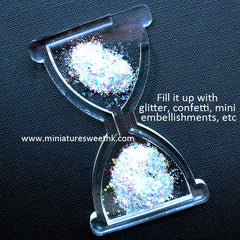 Resin Shaker Mold in Hourglass Shape | Epoxy Resin Mould | Waterfall Decoden Piece DIY | Kawaii Cabochon Making (50mm x 83mm)