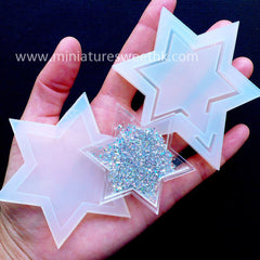 Liquid Shaker Mold | Star of David Bezel Mold for Waterfall Shaker Charm Making | Kawaii Epoxy Resin Crafts | Decoden Supplies (50mm x 59mm)