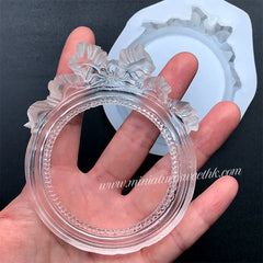 Kawaii Ribbon Frame Silicone Mold | Girly Round Frame Mould | Clear Soft Mold for UV Resin Art (75mm x 85mm)