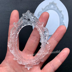 Oval Baroque Frame Silicone Mold | Miniature Victorian Frame Mould | Dollhouse Frame DIY | Resin Craft Supplies (65mm x 88mm)