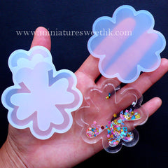 Clover Shaker Silicone Mold | Resin Waterfall Cabochon Making | Floral Bezel Mold for Liquid Charm DIY | Kawaii Epoxy Resin Art Supplies (60mm x 60mm)