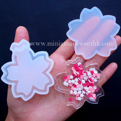 Flower Shaker Charm Silicone Mold | Sakura Resin Shaker Mold | Waterfall Decoden Cabochon Making | Cherry Blossom Mould | Kawaii Resin Supplies (58mm x 55mm)