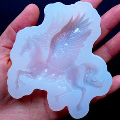 Fantasy Unicorn Silicone Mold | Pegasus Mold | Fairytale Animal Mold | Epoxy Resin Art Supplies | Clear Mold (71mm x 78mm)