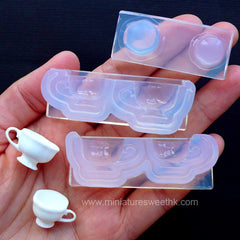 Miniature Cup Silicone Mold (2 Cavity) | 3D Tea Cup Molds | Dollhouse Coffee Cup DIY | Doll House Craft Supplies | UV Resin Soft Mould