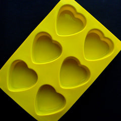 DEFECT Flexible Heart Mold (6 Cavity) | Epoxy Resin Cabochon Making | Soap Mold | Food Safe Silicone Mold | Valentine's Day Decor | Wedding Party Supplies (72mm x 70mm)