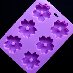 Large Sakura Silicone Mold (6 Cavity) | Cherry Blossom Mold | Flower Mold | Floral Cabochon Mold | Epoxy Resin Crafts | Food Safe Mould | Baking Supplies (65mm x 62mm)