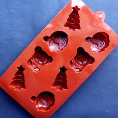 Santa Claus Christmas Tree Animal Bear Silicone Mold (8 Cavity) | Flexible Christmas Mold | Kawaii Cabochon Mold | Epoxy Resin Art | Food Safe Chocolate Mould | Party Supplies
