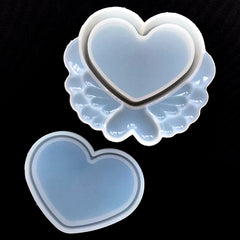 Kawaii Heart Trinket Box Mold | Winged Heart Container Silicone Mould | Resin Jewelry Box DIY | Magical Girl Craft Supplies (12cm x 10.5cm)