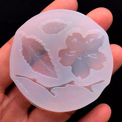 Sakura Branch and Leaf Silicone Mold (4 Cavity) | Cherry Blossom Mold | Nature Floral Mold | Flower Cabochon Mold