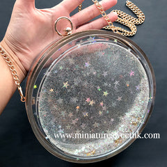 Round Shaker Bag Silicone Mold with Findings | Clear Clutch Handbag DIY | Kawaii Resin Accessory Making (18cm)