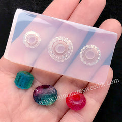 DEFECT Big Hole Bead Silicone Mold (3 Cavity) | Fluted Bead Rondelle Bead DIY | 4mm European Bead Making | Resin Jewellery Supplies