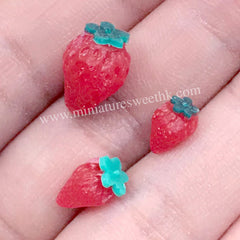 3D Miniature Strawberry and Leaf Silicone Mold | Dollhouse Fruit Mold | Fake Food Jewelry DIY | Kawaii Crafts (6mm, 7mm and 10mm)