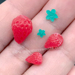 3D Miniature Strawberry and Leaf Silicone Mold | Dollhouse Fruit Mold | Fake Food Jewelry DIY | Kawaii Crafts (6mm, 7mm and 10mm)