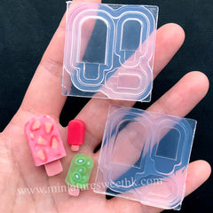 3D Miniature Popsicle Silicone Mold (3 Cavity) | Dollhouse Ice Cream Mold | Doll Food DIY | Fake Sweet Jewelry Making (15mm, 20mm and 28mm)