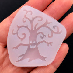 Scary Tree Silicone Mold | Spooky Halloween Embellishment Mold | Resin Cabochon DIY | UV Resin Art Supplies (41mm x 44mm)