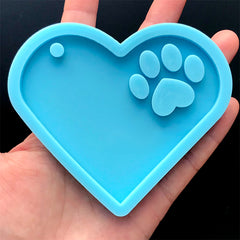 Heart with Paw Silicone Mold | Resin Keychain DIY | Pet Jewelry Making | Resin Craft Supplies (88mm x 75mm)