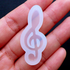 Treble Clef Silicone Mold | Clear UV Resin Mold | Flexible Musical Note Mould | Music Symbol G Clef Mold | Cabochon Mould | Kawaii Decoden Pieces DIY | Epoxy Resin Crafts (14mm x 39mm)