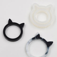 Kitty Ring Mould | Cat Ring Mold | Flexible Ring Mould | Kawaii Mold Supplies | Kitten Ear Ring Silicone Mold | Resin Animal Jewelry | Epoxy Resin Jewellery | UV Resin Mold (Size 18mm)