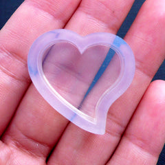 Flexible Heart Mold | Resin Heart Cabochon Making | High Quality Clear Silicone Mould | Kawaii Resin Jewellery Making | UV Resin Art | Epoxy Resin Craft Supplies (22mm x 21mm)