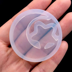 Moon and Star Silicone Mold | Kawaii Decoden Cabochon Mould | Fairy Kei Mahou Kei Jewelry DIY | Magical Girl Resin Craft | Flexible Resin Mold (42mm x 42mm)
