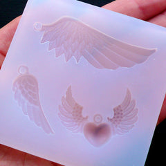 Wing Charm Mold (3 Cavity) | Pegasus Wing Mold | Heart Wing Mould | Resin Jewellery Mold | Flexible Silicone Mold | Kawaii Gothic Lolita | Mahou Kei