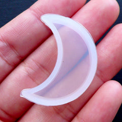Kawaii Moon Silicone Mold | Crescent Moon Cabochon Mold | Magical Girl Jewelry Making | Mahou Kei Decoden Supplies | Kawaii Fairy Kei Resin Art (19mm x 29mm)