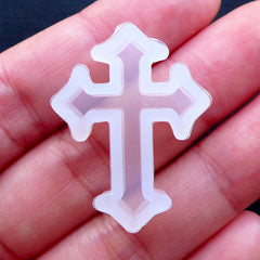 Latin Cross Mould | Christmas Flexible Silicone Mold | Kawaii Goth Jewelry | Halloween Creepy Cute Decoden | UV Resin Craft | Religion Christian (20mm x 28mm)