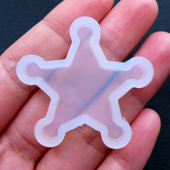 Star Badge Mold | 5 Point Star Cabochon Mold | Kawaii Resin Mold | Clear Mould | Silicone Wax Mold | UV Resin Flexible Mold | Resin Art (37mm x 35mm)