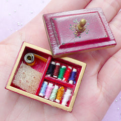 Dollhouse Miniature Sewing Box & Accessories | 1:12 Scale Doll House Supplies (33mm x 23mm)
