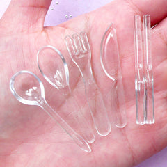 Miniature Cutlery Set | Doll House Spoon Fork Knife Chopsticks | Dollhouse Tableware (Set of 5 pcs)