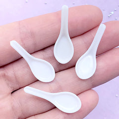 Miniature Chinese Soup Spoon | Tiny Mini Duck Spoon | Dollhouse Cutlery Supplies (4 pcs / White / 10mm x 29mm)