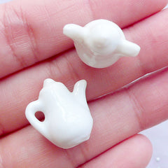 Dollhouse Ceramic White Teapot | Miniature Tea Pot | Doll House Tableware Supplies (2 pcs / 17mm x 18mm)