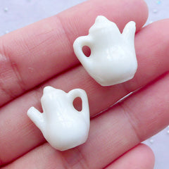 Dollhouse Ceramic White Teapot | Miniature Tea Pot | Doll House Tableware Supplies (2 pcs / 17mm x 18mm)