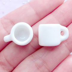 Dollhouse White Ceramic Coffee Mugs | Miniature Porcelain Coffee Cups | Doll Food Crafts | Fake Mini Food Making (2 pcs / 12mm x 12mm)