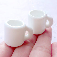 Mini Porcelain Coffee Mug | Miniature Ceramic Coffee Cup | Dollhouse Crafts | Doll Food Making (2 pcs / White / 18mm x 19mm)