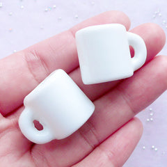 Mini Porcelain Coffee Mug | Miniature Ceramic Coffee Cup | Dollhouse Crafts | Doll Food Making (2 pcs / White / 18mm x 19mm)