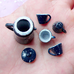 Dollhouse Teapot & Tea Cups | Miniature Craft | Doll House Tableware (Set of 5pcs)